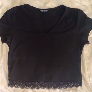 Black lace crop top